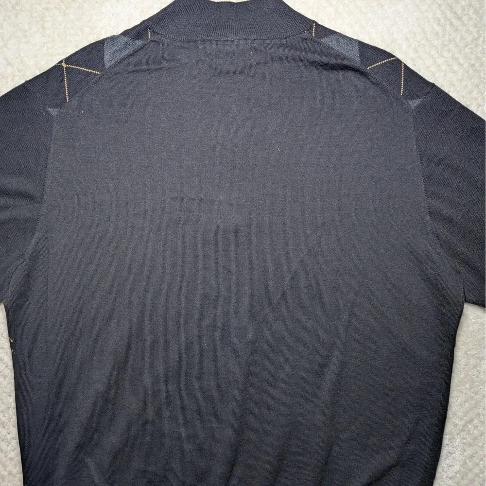 Cutter &‎ Buck Argyle Quarter Zip Sweater Gray Cotton Pullover Men's XL